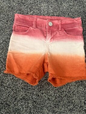 Old Navy Girls Ombre Pink White Orange Denim Shorts